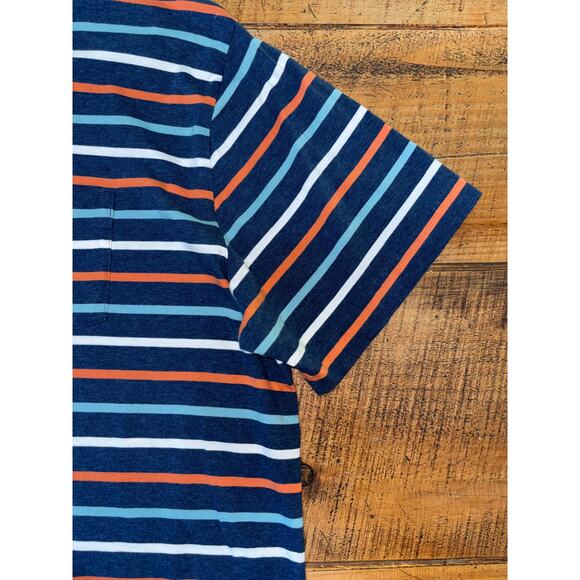 Mens Patagonia Blue Orange Stripe Short Sleeve Organic Cotton Polo Shirt XL - Picture 4 of 9